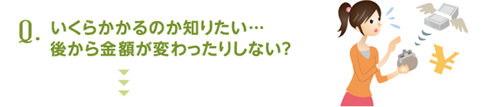 Q：いくらかかるのか知りたい。後から金額が変わったりしない？